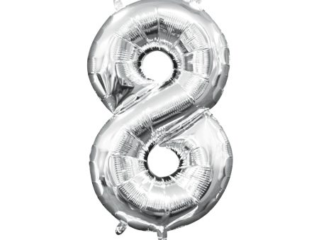 16  Balloon Number  8 - Silver, 1ct Hot on Sale