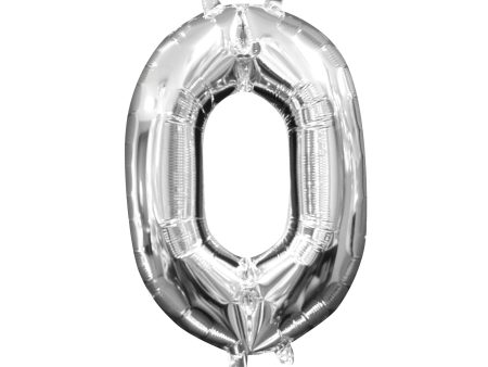 16  Balloon Number  0 - Silver, 1ct Hot on Sale