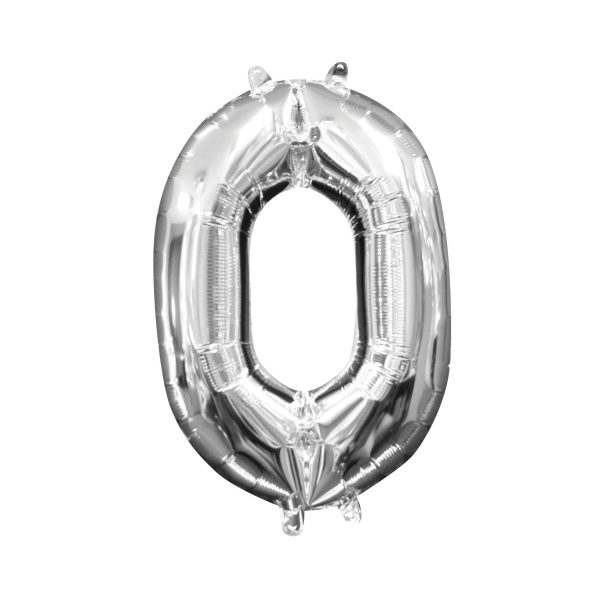 16  Balloon Number  0 - Silver, 1ct Hot on Sale