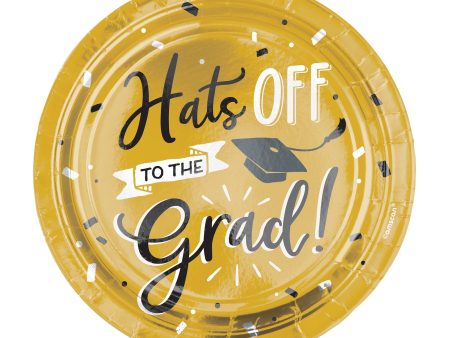 Grad Hats Off! Metallic Round Plates, 7  Online