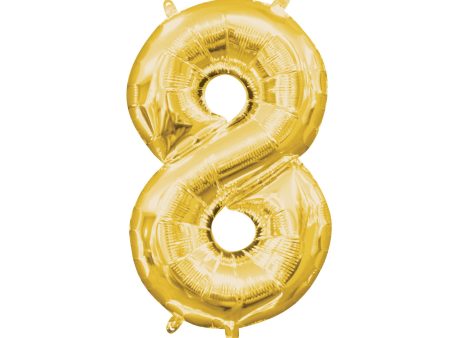 16  Balloon Number  8 - Gold, 1ct Online