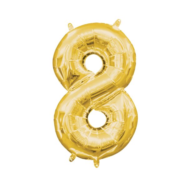 16  Balloon Number  8 - Gold, 1ct Online