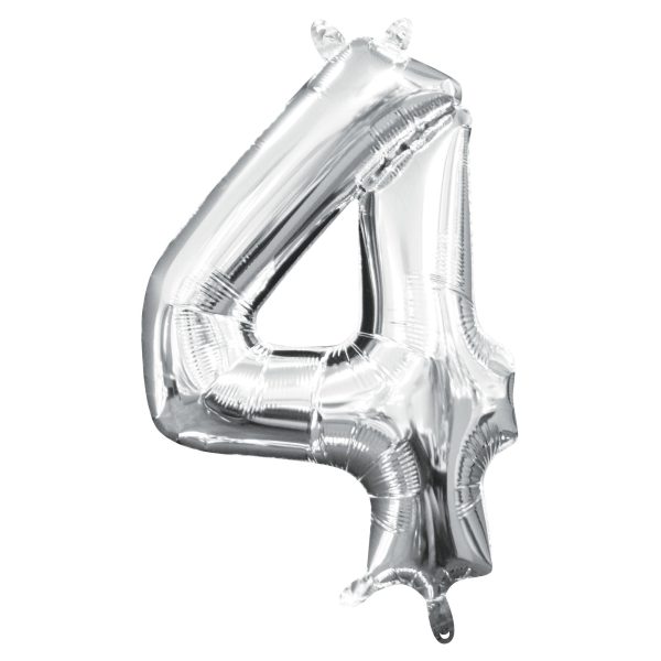 16  Balloon Number  4 - Silver, 1ct Online Sale