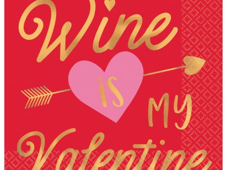 Wine Is My Valentine Hot Stamp Beverage Napkins Sale