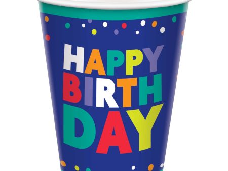 Bold Happy Birthday 9 Ounces Paper cups For Discount