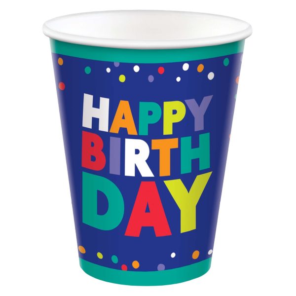 Bold Happy Birthday 9 Ounces Paper cups For Discount