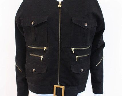 Vintage CHANEL Black Denim Jacket For Sale