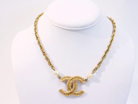 Vintage CHANEL Logo Necklace Online now