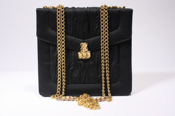 1960s Black Silk and Gold Handbag Sale