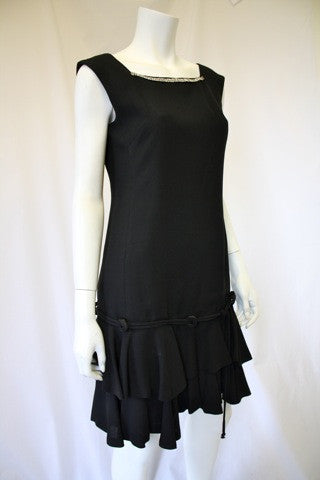 1950s Black Drop Waist Sleeveless Dress Discount