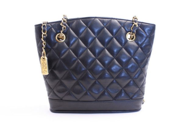 Vintage CHANEL Black Bucket Handbag For Sale