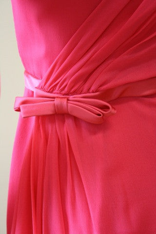 1960s Hot Pink Chiffon Party Dress Discount