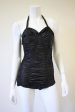 1950s JANZTEN Black Ruched Bathing Swimsuit Hot on Sale