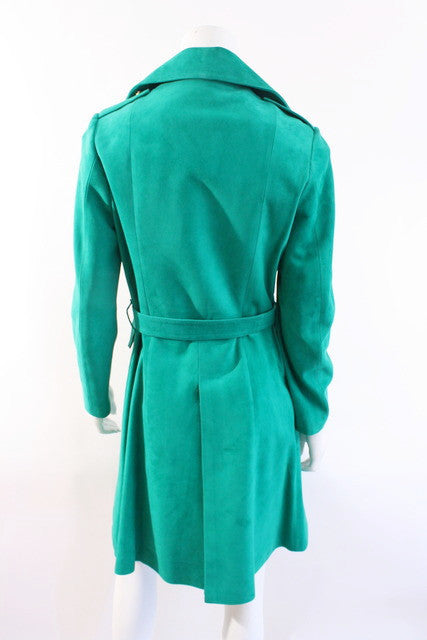 Vintage 70 s MITZOU Emerald Green Suede Coat Online now