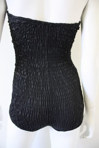 1950s JANZTEN Black Ruched Bathing Swimsuit Hot on Sale