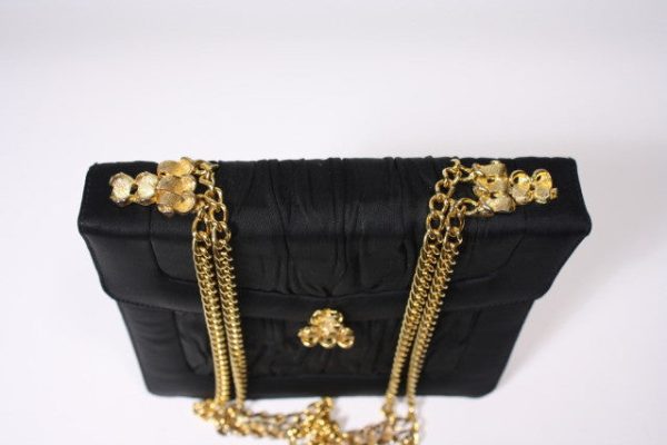 1960s Black Silk and Gold Handbag Sale