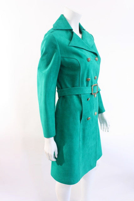 Vintage 70 s MITZOU Emerald Green Suede Coat Online now