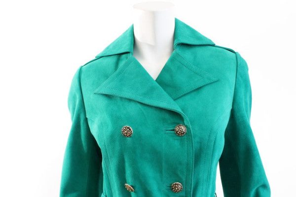 Vintage 70 s MITZOU Emerald Green Suede Coat Online now