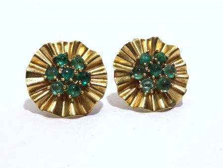 1940s TRABERT HOEFFER MAUBOUSSIN Gold and Emerald Earrings Fashion