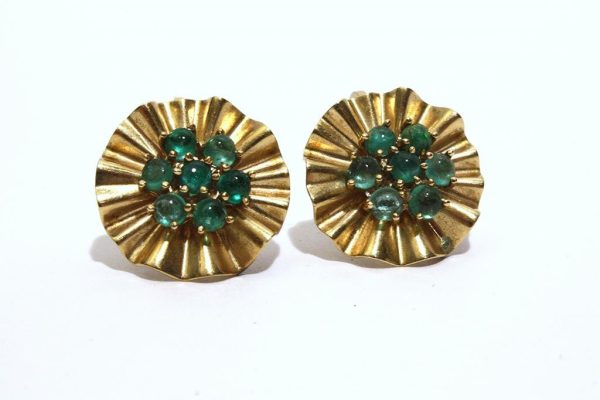 1940s TRABERT HOEFFER MAUBOUSSIN Gold and Emerald Earrings Fashion