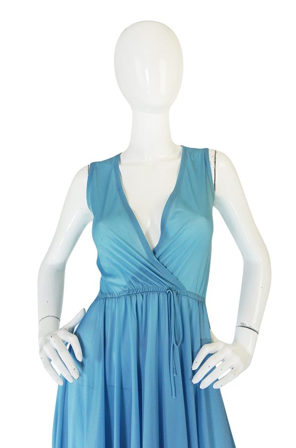 1970s John Kloss for Cira Blue Lingerie Dress Fashion