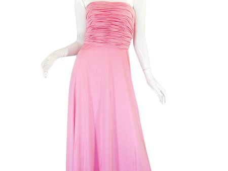 1970s Estevez Pink Jersey Strapless Dress Online Sale