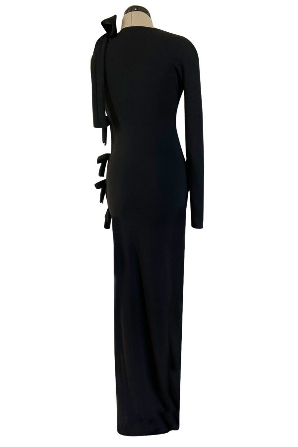 Gorgeous Early 2000s John Anthony One Sleeve Jersey Dress w Full Open Side & Bow Detail Online Sale