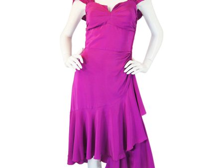 1980s Sueded Bright Pink Silk Vicky Tiel Dress Online Sale