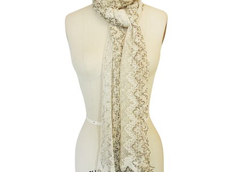 1920s  Cobweb  Cream Lace & Gold Thread Scarf Online Sale