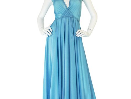 1970s John Kloss for Cira Blue Lingerie Dress Fashion