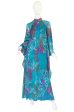 1970s Hanae Mori Flowing Turquoise Silk Chiffon Caftan Dress Online Hot Sale