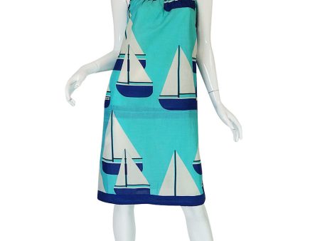 1960s Hermes SailBoat Print Shift Dress & Scarf Online