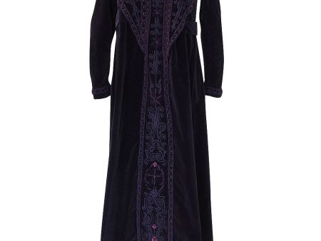 1910s Velvet Emboridered & Applique Panel Dress Online Sale