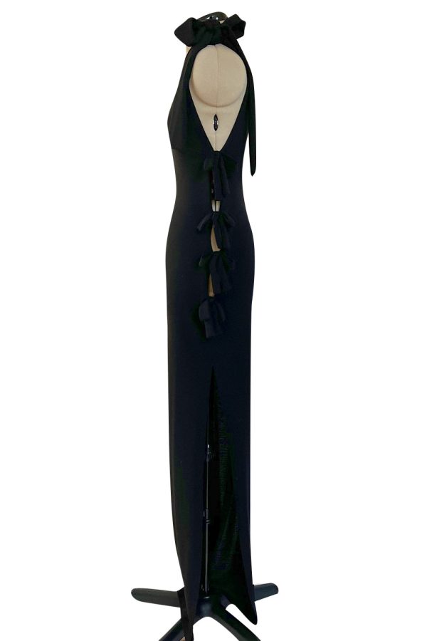 Gorgeous Early 2000s John Anthony One Sleeve Jersey Dress w Full Open Side & Bow Detail Online Sale