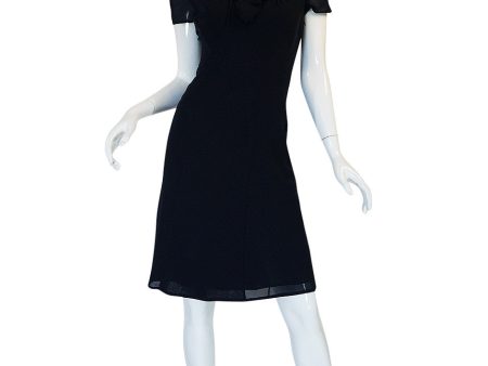 c1968 Guy Laroche Haute Couture Navy Silk Dress Ensemble Hot on Sale