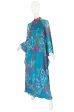 1970s Hanae Mori Flowing Turquoise Silk Chiffon Caftan Dress Online Hot Sale