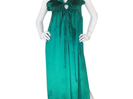 1970s Green Liquid Velvet Bill Tice Maxi Hot on Sale