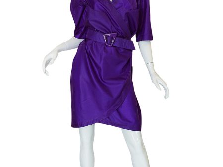 1980s Purple Parachute Silk Thierry Mugler Wrap Dress Fashion